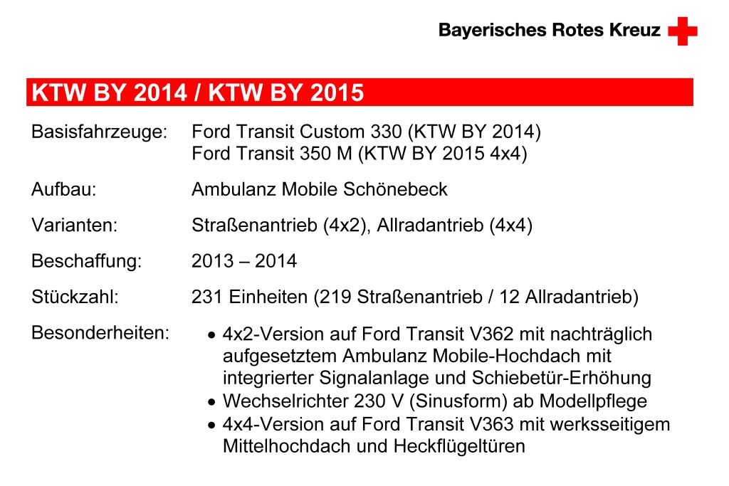 Krankentransportwagen Bayern 2014 / 2015